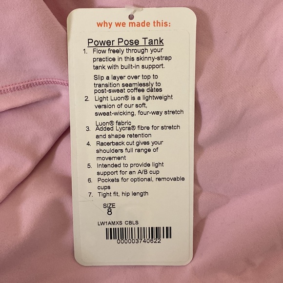 NWT Lululemon Power Pose tank womens size 8 - Picture 6 of 6